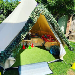 Outdoor bell tent setup Shropshire