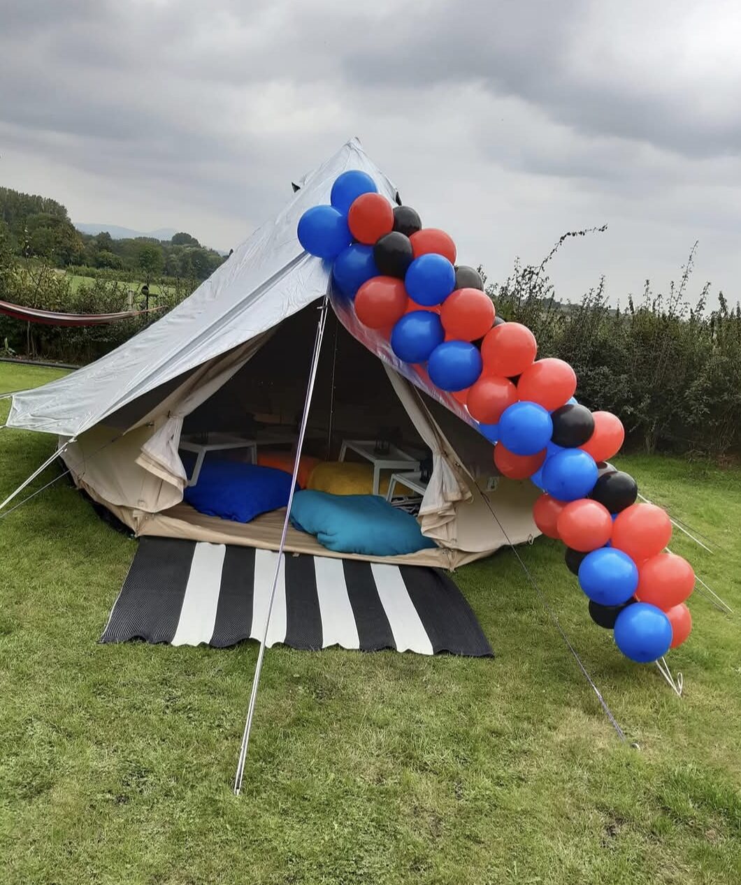 Boys gaming night event setup bell tent