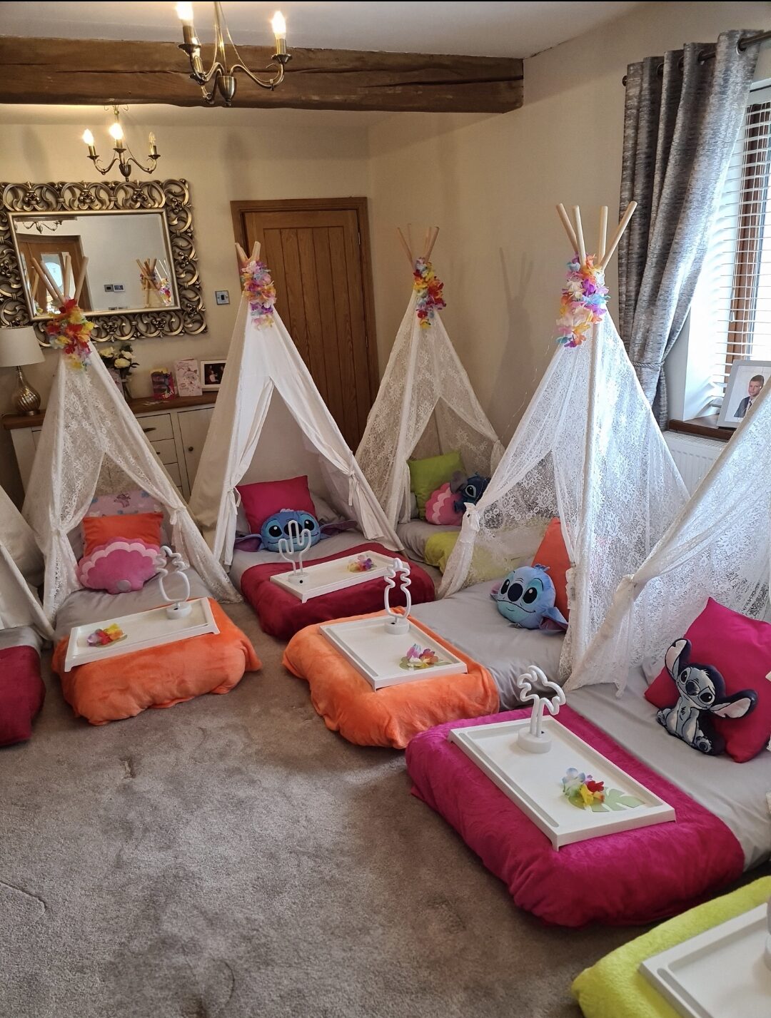 Girls sleepover party setup Shropshire